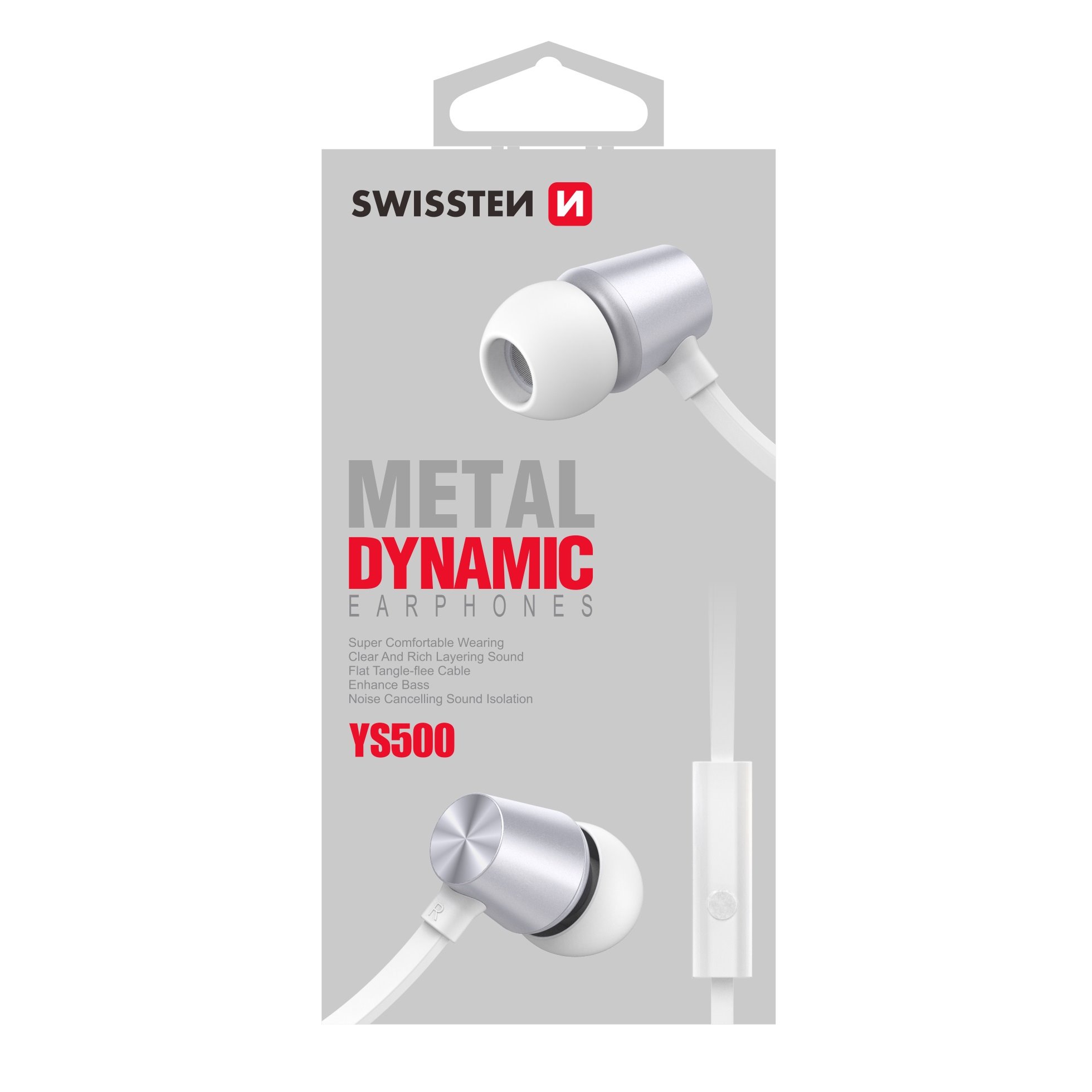SWISSTEN Earbuds Dynamic YS500 bielo strieborné 51107002