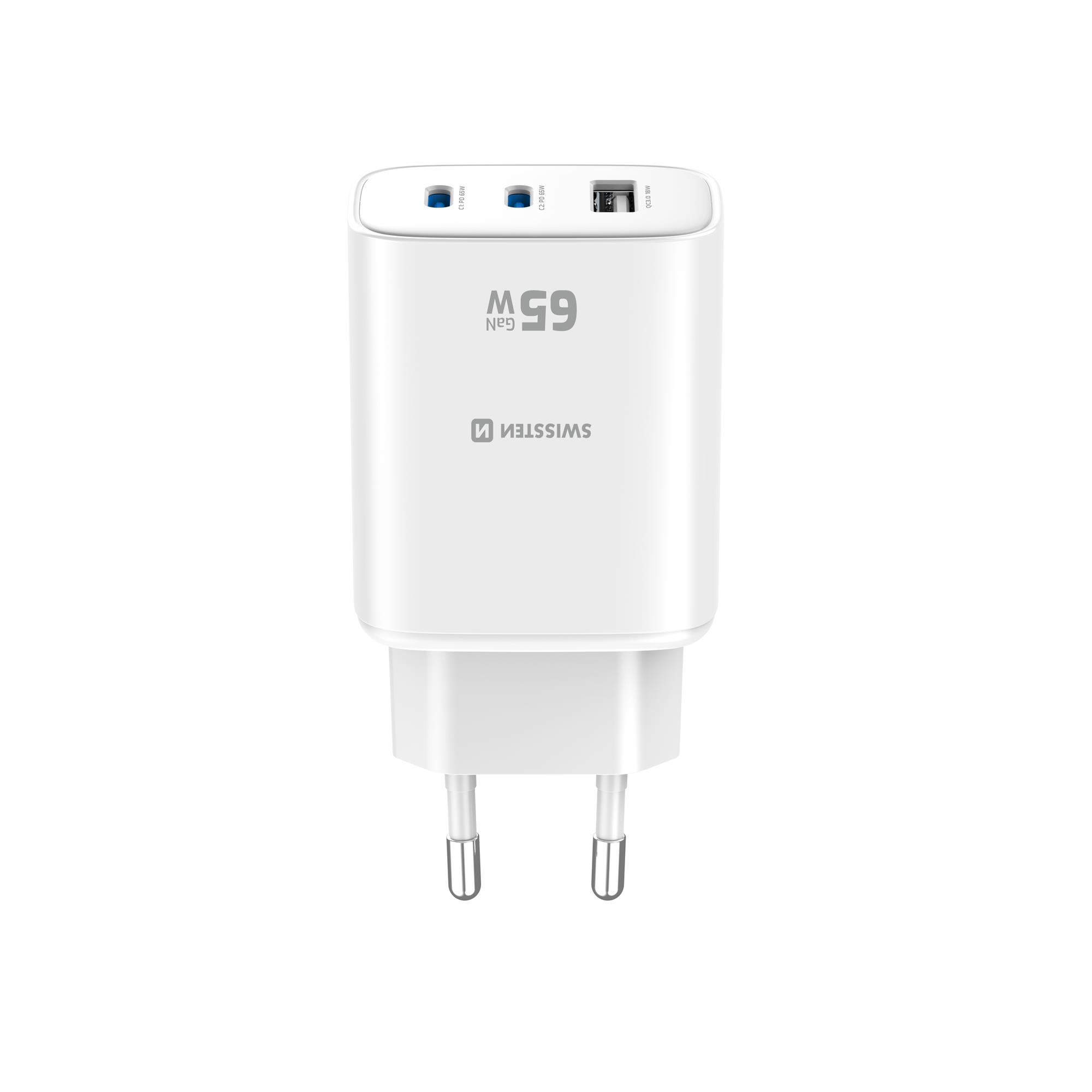 Swissten Edge GaN adaptér 65 W, bílý