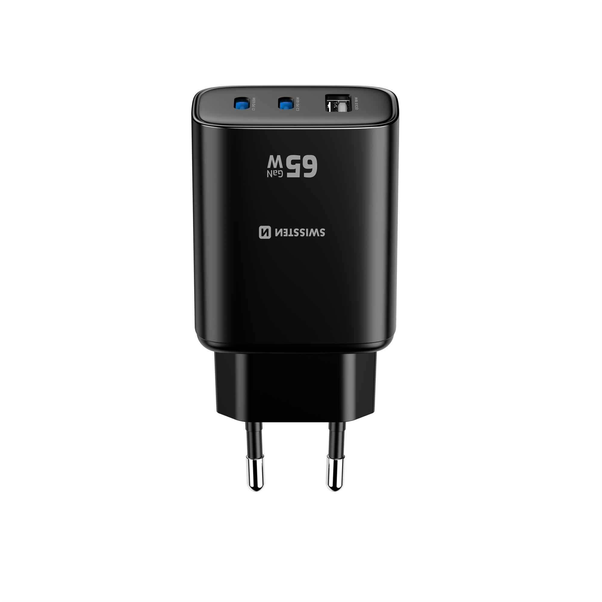 Swissten Edge GaN adaptér 65 W, čierny