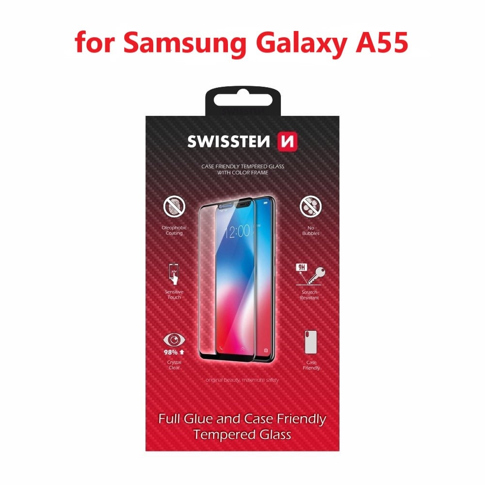 Swissten Full Glue sklo pro Samsung Galaxy A55, černé