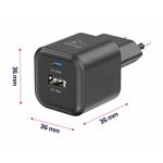 Swissten GaN adaptér 20 W + USB-A, čierny  