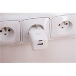 Swissten GaN adaptér 35 W + USB-A, biely  