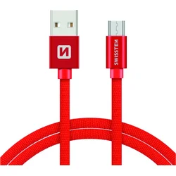 Swissten kabel Micro USB 1.2 m, červený  