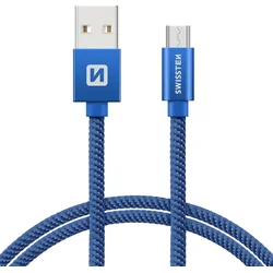 Swissten kabel Micro USB 2 m, modrý  