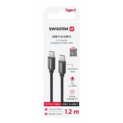 Swissten kabel Textile USB-C / USB-C 1,2 m, černý