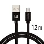 Swissten kábel Textile USB / Micro USB, čierny