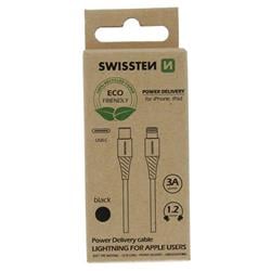 Swissten kabel USB-C / Lightning ECO, černý