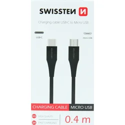 Swissten kabel USB-C / Micro USB, černý, 0.4 m  