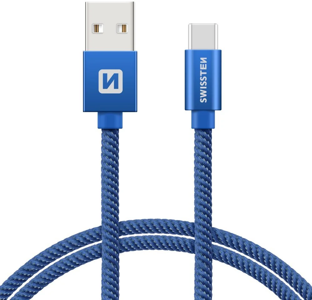 Swissten kabel USB-C, modrý, 2 m