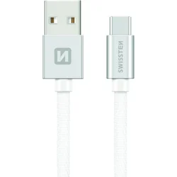 Swissten kabel USB-C, stříbrný, 0.2 m  