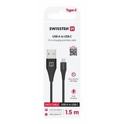Swissten kabel USB / USB-C 1,5 m, černý