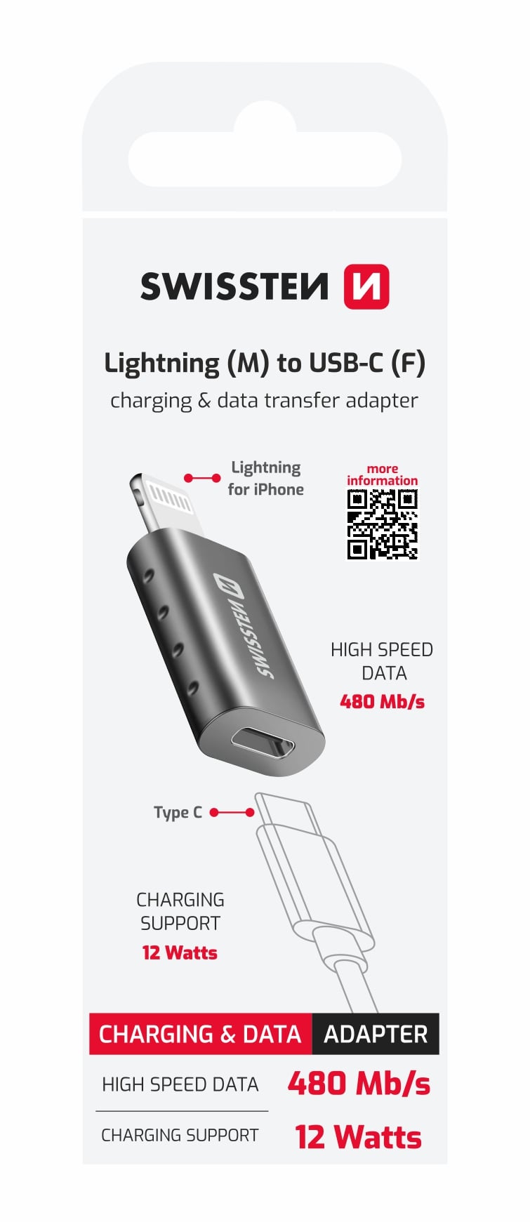 Swissten Lightning/USB-C adaptér