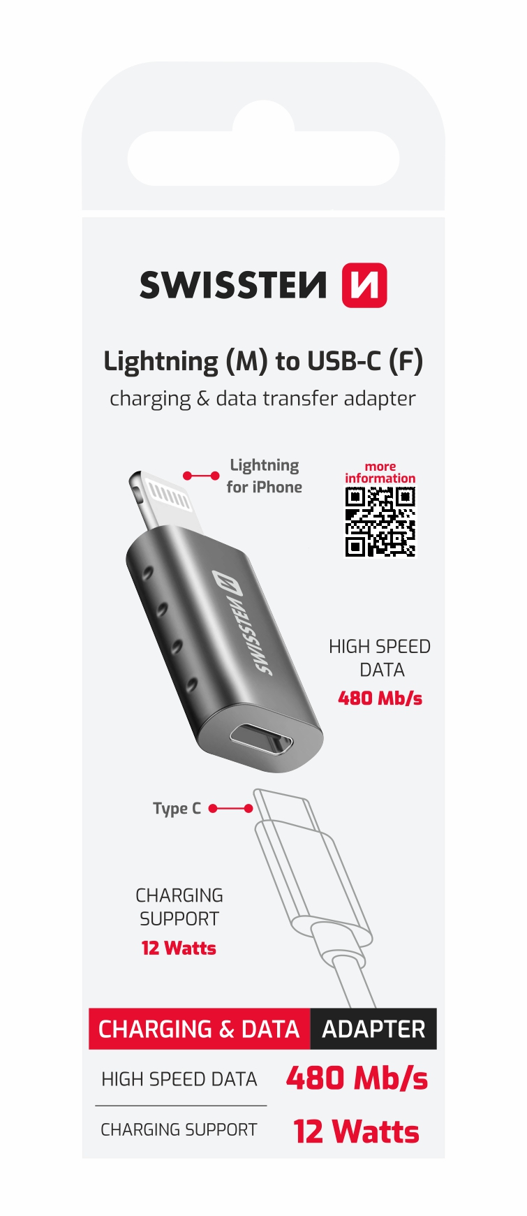 Swissten Lightning/USB-C adaptér