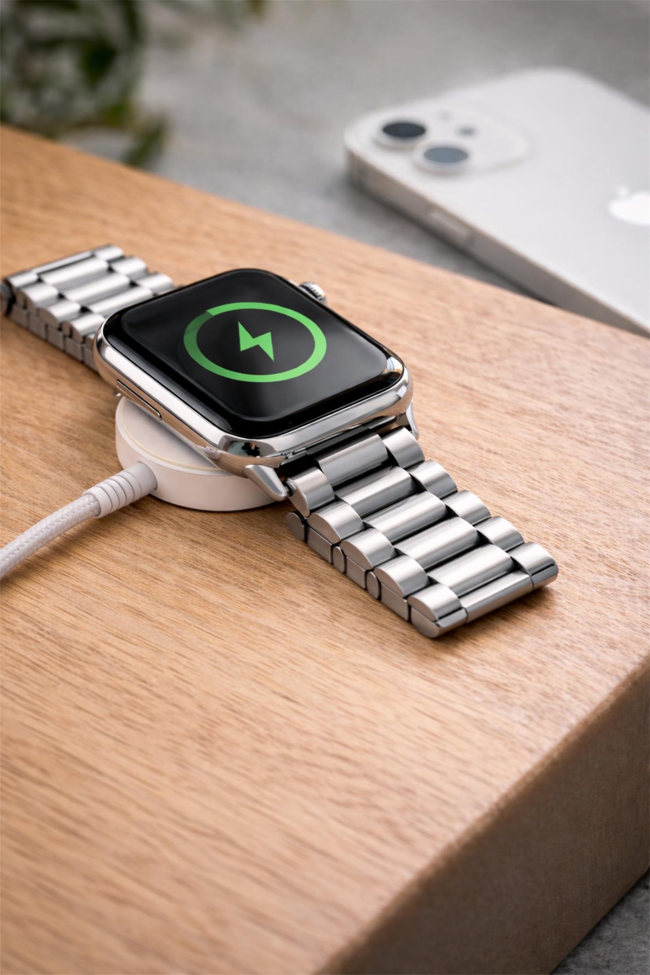 Swissten magnetický kabel pro Apple Watch, USB-C 1,2 m, bílý