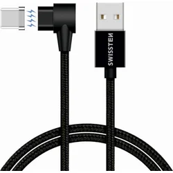 SWISSTEN Magnetický Textile USB-C, dátový kábel, čierny, 1,2 m 71528100