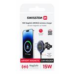 SWISSTEN MAGNETICKÝ VENTILÁTOROVÝ DRŽIAK DO AUTO S BEZDRÔTOVÝM NABÍJANÍM 15W / 7,5W (kompatibilný s MagSafe)