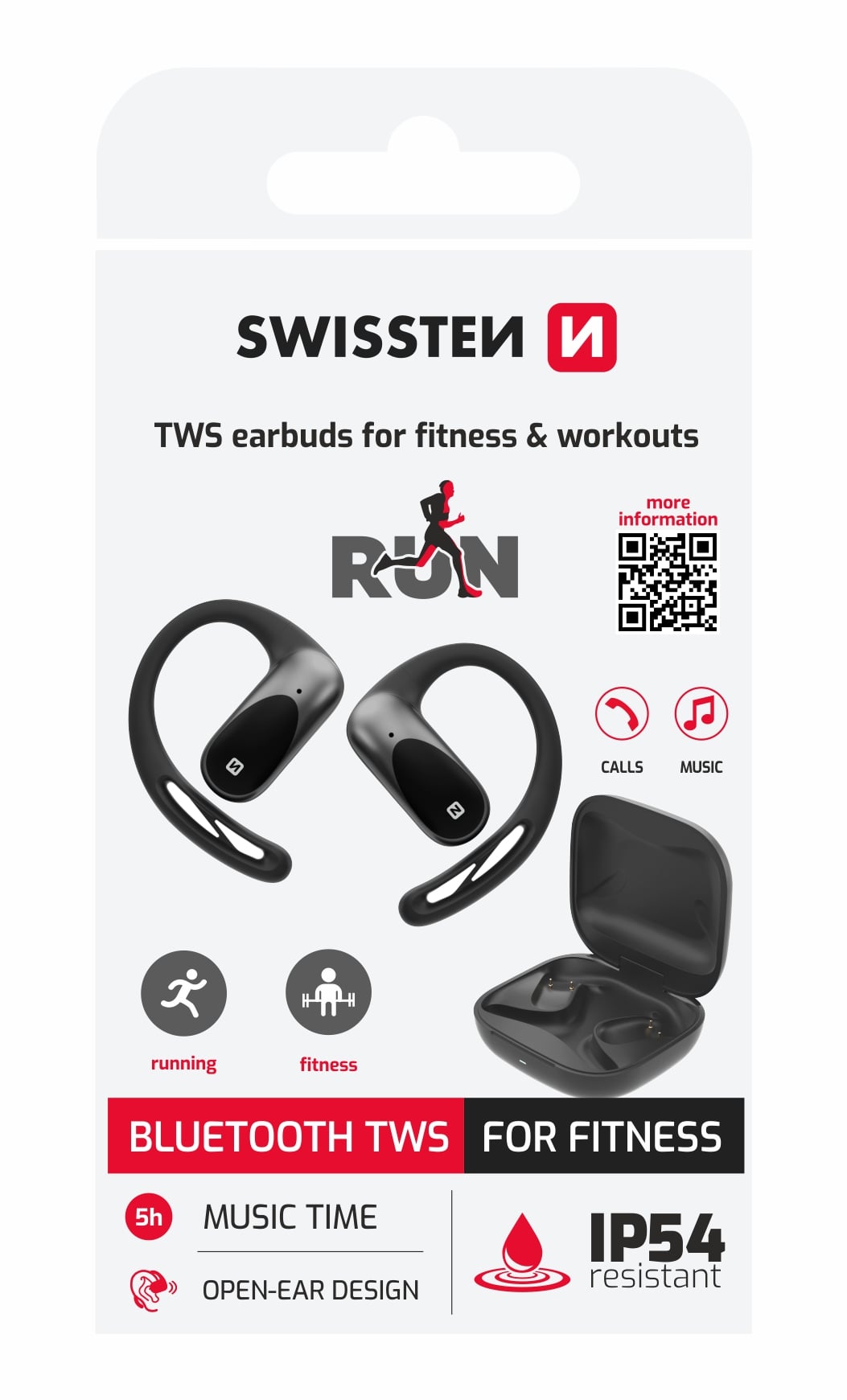 Swissten Open Ear TWS sluchátka, černá