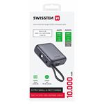 SWISSTEN POWER BANK 10000 mAh S INTEGROVANÝM USB-C A SVETELNÝMI KÁBLAMI STRIEBORNÁ STRIEBORNÁ