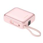 Swissten Power bank Space 10000mAh s integrovanými kabely USB-C a Lightning, růžová