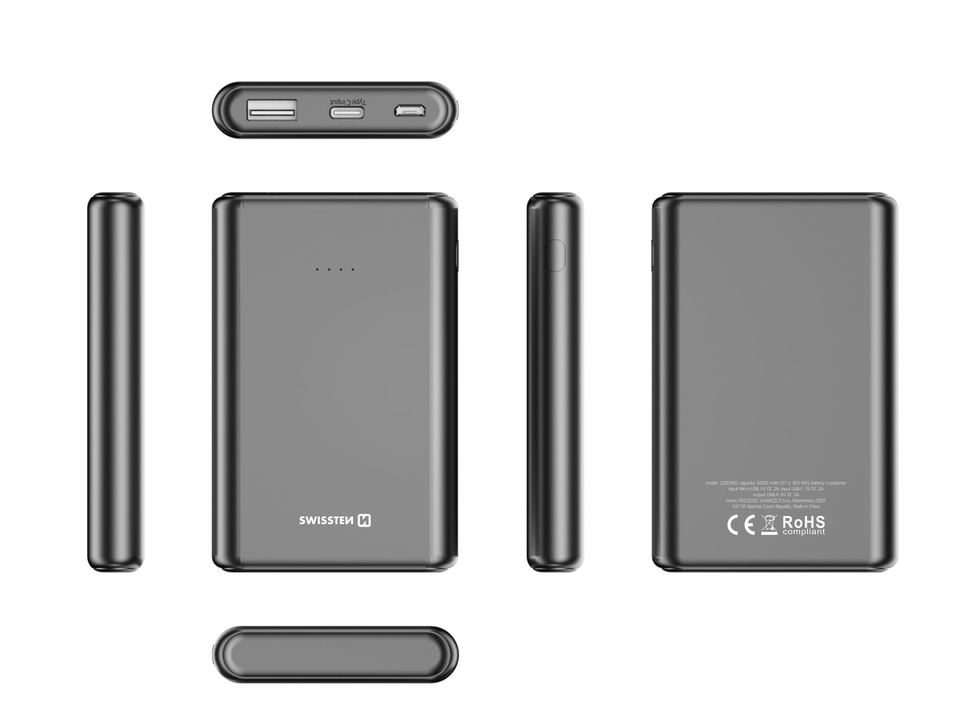 SWISSTEN Power Line powerbank 5000 mAh 10W černá