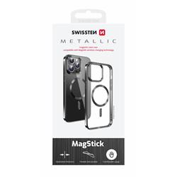 SWISSTEN Priehľadné puzdro Jelly MagStick Metallic pre iPhone 16 čierne