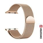 Swissten remienok pre Apple Watch, milánsky štýl, 42–49 mm, zlatý  