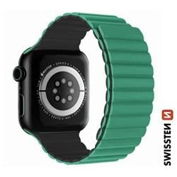 Swissten řemínek Apple Watch silikonový Magnetic 42–49 mm, zeleno-šedý  
