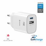 SWISSTEN SÍŤOVÝ ADAPTÉR EDGE GaN 1x USB-C PD 35W + 1x USB-A 18W QC BÍLÝ