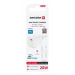 SWISSTEN SÍŤOVÝ ADAPTÉR GaN 1x USB-C 20W POWER DELIVERY BÍLÝ + DATOVÝ KABEL USB-C/LIGHTNING 1,2 M BÍLÝ