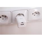 SWISSTEN SÍŤOVÝ ADAPTÉR GaN 1x USB-C 35W PD + 1x USB-A 27W QC BÍLÝ