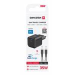SWISSTEN SÍŤOVÝ ADAPTÉR GaN 1x USB-C 35W POWER DELIVERY ČERNÝ + DATOVÝ KABEL USB-C/USB-C 1,2 M ČERNÝ