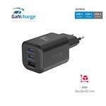 SWISSTEN SÍŤOVÝ ADAPTÉR GaN 2x USB-C 65W PD + 1x USB-A 30W QC ČERNÝ
