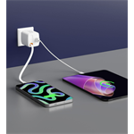 SWISSTEN SÍŤOVÝ ADAPTÉR SlideCHARGE GaN 30W, 1x USB-A 18W SE ZATAHOVACÍM USB-C KABELEM 0.75 M BÍLÝ