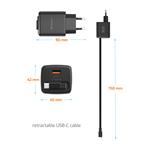 SWISSTEN SÍŤOVÝ ADAPTÉR SlideCHARGE GaN 30W, 1x USB-A 18W SE ZATAHOVACÍM USB-C KABELEM 0.75 M ČERNÝ