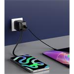 SWISSTEN SÍŤOVÝ ADAPTÉR SlideCHARGE GaN 45W, 1x USB-A 18W SE ZATAHOVACÍM USB-C KABELEM 0.75 M ČERNÝ