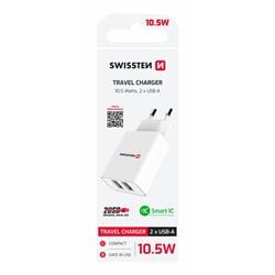SWISSTEN SÍŤOVÝ ADAPTÉR SMART IC 2x USB 2,1A POWER BÍLÝ