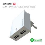 Swissten adaptér Smart IC 2× USB 3A + Lightning MFi kabel, bílý  