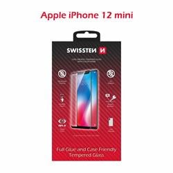 Swissten Sklo Full Glue, Color Frame, Case Friendly pro Apple iPhone 12 Mini, černé