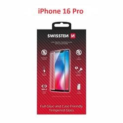 Swissten Sklo Full Glue, Color Frame, Case Friendly pro Apple iPhone 16 Pro, černé