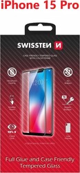 Swissten sklo Full Glue pre Apple iPhone 15 Pro, čierne