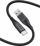 Swissten Soft Silicone USB/USB-C kábel 0,4 m, čierny