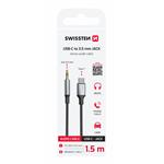 Swissten Textile audio adaptér USB-C/3,5mm Jack 1,5 m, černý