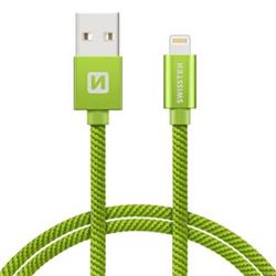 SWISSTEN Textile Lightning, datový kabel, zelený, 0,2 m 71523107 - Mobilní telefony - příslušenství