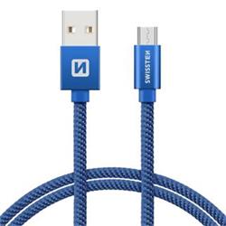 SWISSTEN Textile Micro USB, datový kabel, modrý, 2 m 71522308 - Mobilní telefony - příslušenství