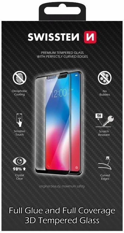 Swissten Ultra Durable 3D Full Glue, ochranné sklo pre Apple iPhone 14 Plus Black - Čierne
