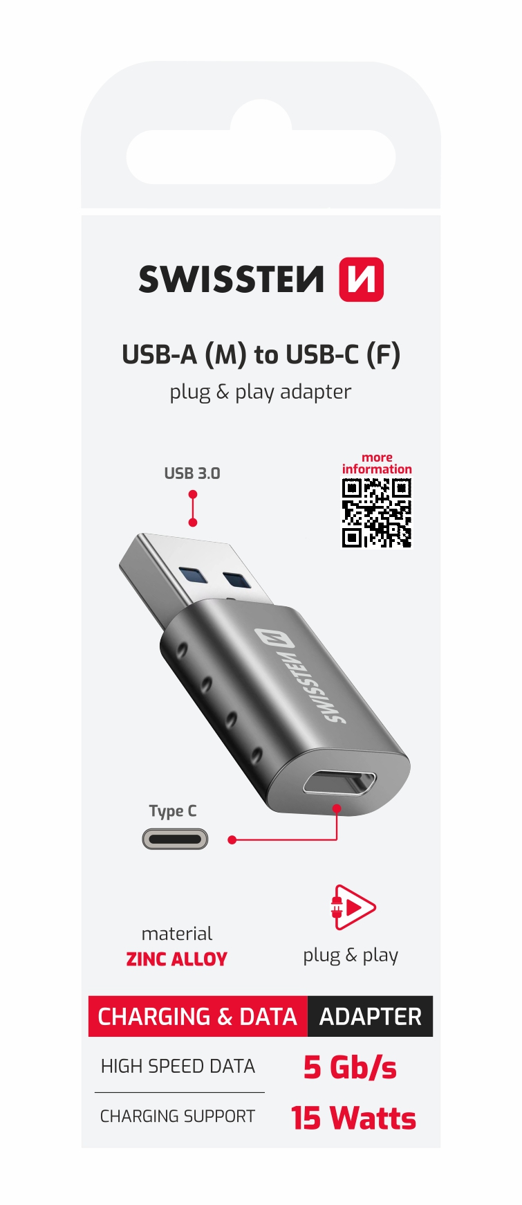 Swissten USB-A/USB-C adaptér