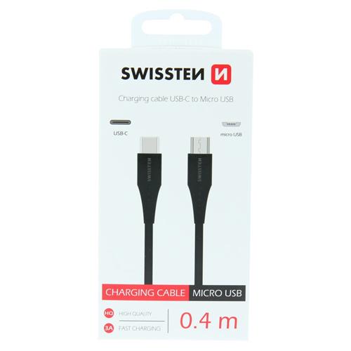 Swissten kabel USB-C / Micro USB, černý, 0.4 m  