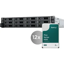 Synology RS2423+ Rack Station včetně 12ks HDD 6TB (HAT3300-6T), CPU V1780B, 8GB RAM, LAN 1/2x 10/1G