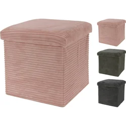 Taburet Homestyling s úložným priestorom SAMET 38 x 38 cm, sivý
