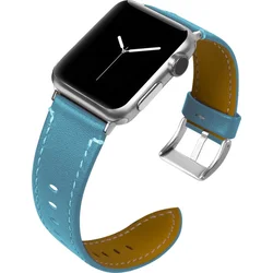 Tactical Color kožený řemínek pro Apple Watch 1/2/3 42mm Aqua - modrý